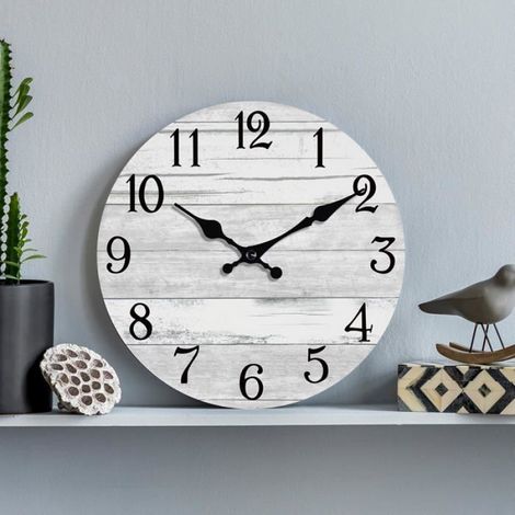Wall Clock Battery Operated 10 Inch Gray Silent Non Ticking Country Rustic Design Vintage Retro Decorative for Kitchen Bedroom (1/4)