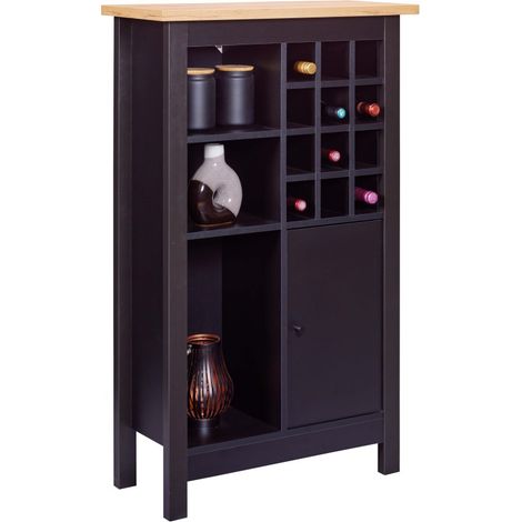 Cantinetta Credenza nera in rovere Porta Bottiglie 76,8x33x124,4 cm