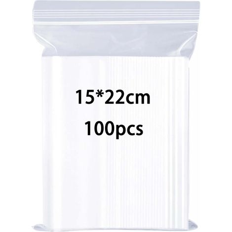 Resealable Plastic Bags Transparent Plastic Bag 15 x 22 cm Thicken Small Size Zip Pouch Strong and Sturdy Plastic Bag Airtight Storage of Small Objects 100mµ 100 mµ 100 pcs (1/5)