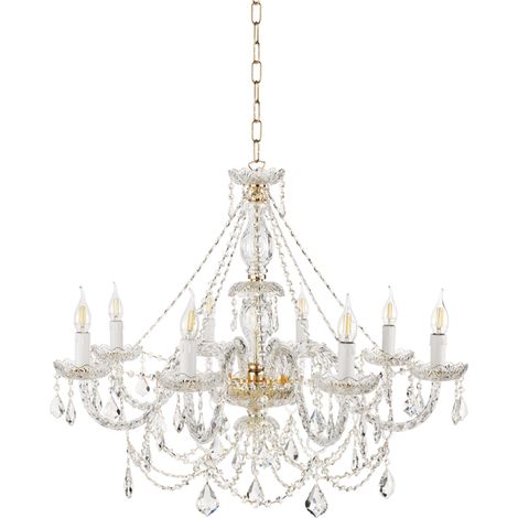 Lampadario a sospensione OPERA D84 cm in vetro lavorato a mano 8 LUCI ORO (1/3)