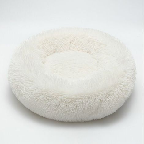 Lit pour chat lit pour chien rond nid pour animal de compagnie lit pour chat ovale beignet nid lit blanc diamètre 40cm (1/5)