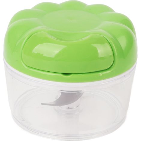 Hachoir à ail manuel, mini et sécurisé, transparent avec cordon de fermeture pour cuisine, multifonctionnel, couleur verte. (1/5)