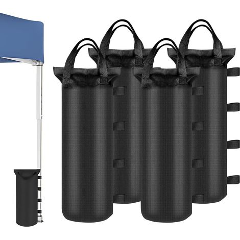 4 Pièces Poids Tonnelle, Sandbag Tissu Oxford 800D, Fixation Bande Velcro, Sac Lestage Réutilisables, Poids Tonnelle Sac Sable, pour Jardin, Plage, Tente (50×20cm) (1/5)