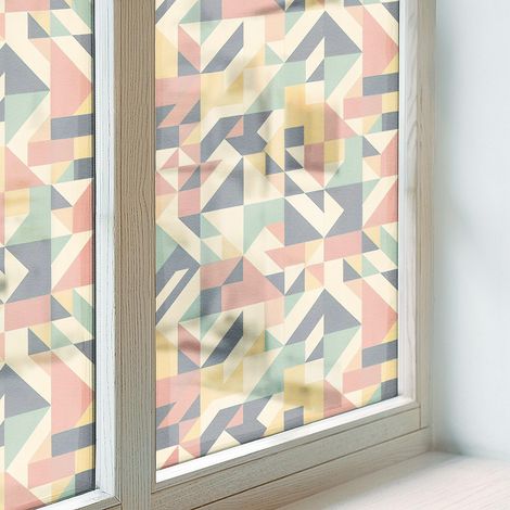 Anti Regard Film pour Fenêtre 200x100 pour Chambre Cuisine Salle de Bain Collés sur le Verre Décoratif Vitrail Protection Adhésif la géométrie (1/5)