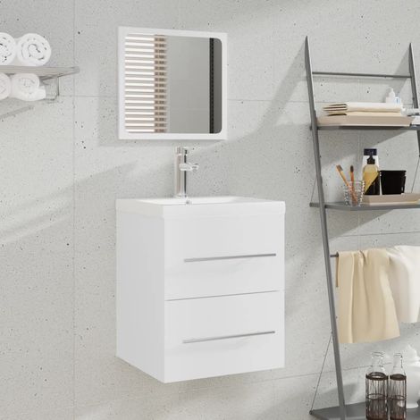 Badezimmermöbel - vidaXL Badschrank mit Spiegel Weiß 41x38,5x48 cm - Wandbefestigung (1/5)