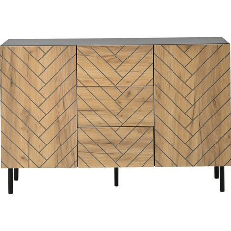 Credenza moderna 120 x 40 x 76 cm in truciolato con 3 cassetti e 2 ante (1/5)