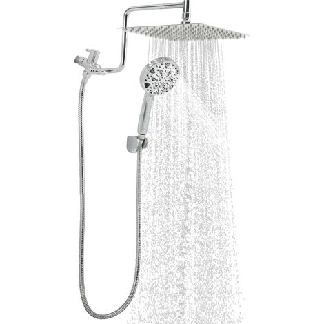 Système de Douche, 10 Modes de Pulvérisation, Bras d'Extension Réglable, En forme de L (1/2)