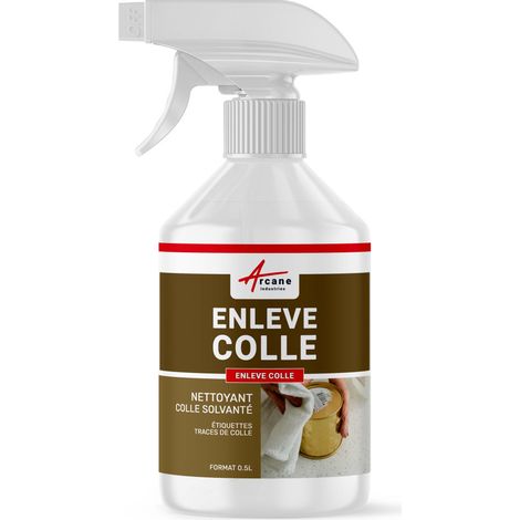 Arcane Industries – Enlève colle solvant 0.5 L – Élimine résidus sur tous supports – Non dangereux – Application facile sans traces