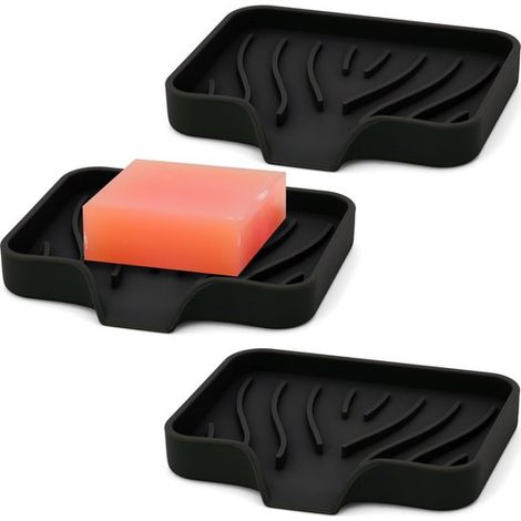 Juego de 3 jaboneras de silicona de secado automático para ducha y cocina. (1/5)