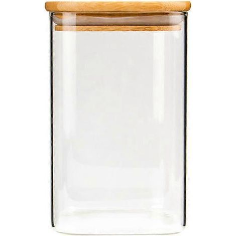 Bocal carré en verre, boîte de conservation hermétique pour grains de thé ou de café en vrac (950 ml)-10X10X15cm (1/3)