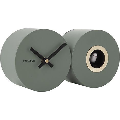 Horloge murale en métal mat 26x13cm – Profondeur 7,2cm – Fonctionne avec 1 pile AA – Design Duo Cuckoo – Karlsson (1/5)