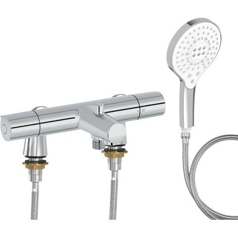 Mitigeur baignoire JACOB DELAFON Simone + pommeau de douche Metro signature + flexible de douche métal + colonnettes Idro'Flex (1/5)