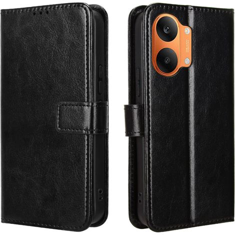 Custodia a libro per Xiaomi Poco X8 Pro Max, modello Crazy Horse Wallet, nera (1/5)