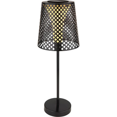 LED Solar Tischleuchte Garten Solartischlampe für Außen Balkon Solar Tischlampe Metall, schwarz, Lichteffekt, 1x LED 3000K, DxH 18x50cm, 2er Set