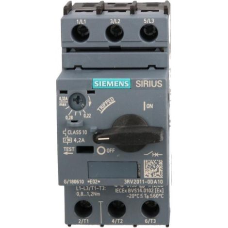 Interruptor automático para motor 3P 0,09kW 0,22-0,32A S00 3RV2011-0DA10