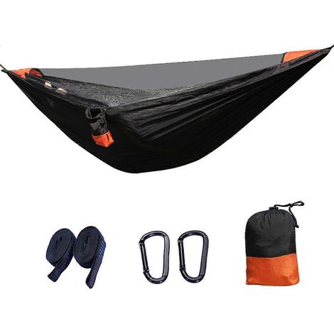 Hamac moustiquaire élastique à ouverture rapide automatique Noir + Orange-- (1/5)