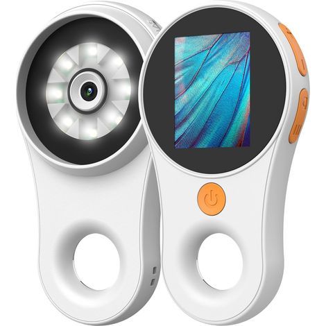 Microscope numérique macro à mise au point fixe, loupe portable, écran couleur 2,0 pouces, pixels 200 W, grossissement 500x, 8 LED intégrées, batterie rechargeable, compatible avec Windows, Mac OS (bl (1/5)