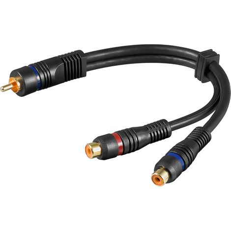 Cavo splitter Y audio, 1x spina RCA stereo a 2x presa RCA, OFC, doppia schermatura, Spina RCA 2 prese RCA (audio sinistro / destro). Lunghezza del Cavo 0.2 m (1/2)