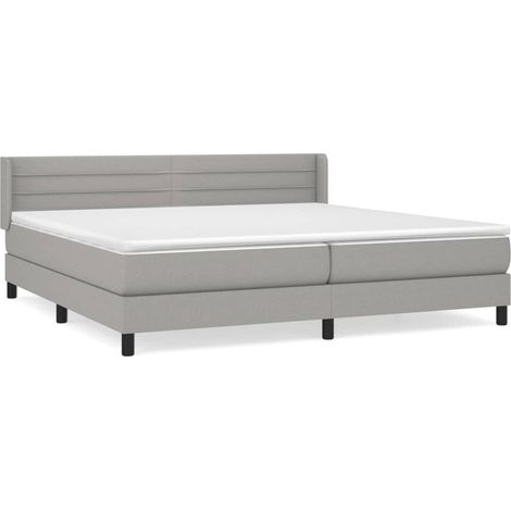 Lit à sommier tapissier avec matelas, Lit adulte pour 2 personnes Assemblage Facile, Gris clair 200x200cm Tissu OIB9040E (1/5)