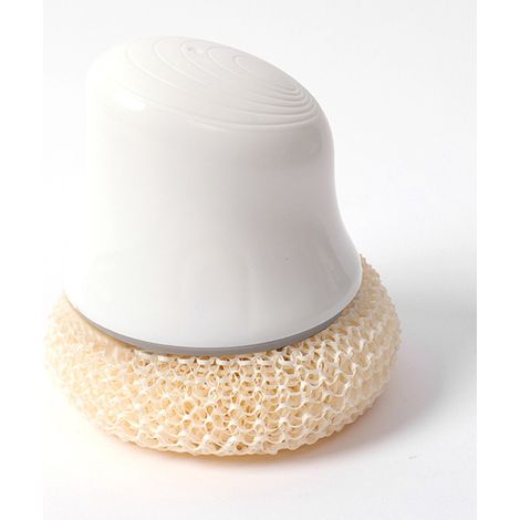 Brosse à récurer douce anti-rayures pour vaisselle, manche long idéale cuisine et restaurant, démontable, couleur blanche. (1/2)