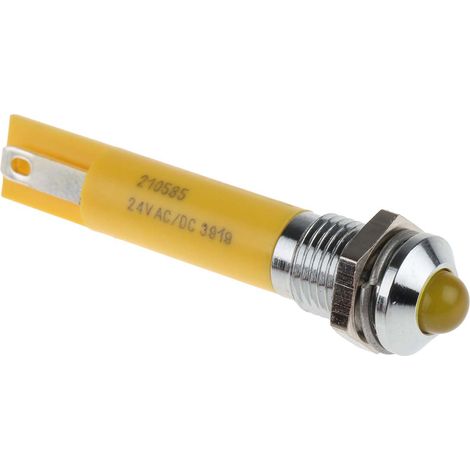Voyant LED lumineux  Jaune RS PRO, dia. 8mm, 24V c.a. ( Prix pour 1 )