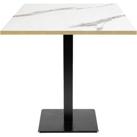 Table 70 x 70 cm - modèle Milan marbre blanc chants laiton