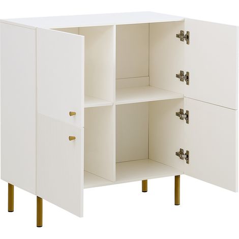 Buffet blanc moderne en MDF avec pieds en acier et poignées en alliage de zinc 80 x 36 x 90 cm (1/5)