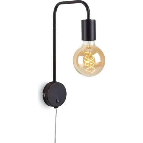 Bettleuchte Nachttischlampe Retro 1xE27 25 W schwarz matt Metall Briloner