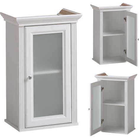 Badezimmer Hängeschrank im Vintage Landhausstil CELAYA-56, Andersen Pine weiß, B x H x T ca. 48 x 76 x 32cm