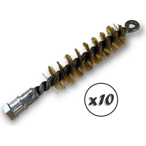 Lot de 10 Brosses à tube PRO LAITON Ø 30 mm Raccord M12175 femelle Ame en acier torsadé Nettoyage brossage tube et canalisation Kibros 41SCL30x10