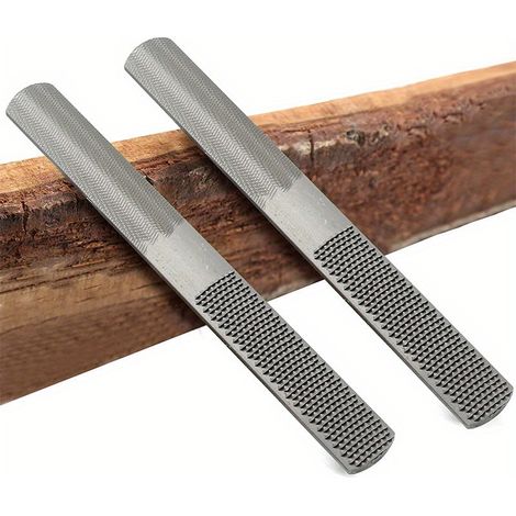 Deux limes à bois 4 en 1, une lime à main et une lime ronde, pour affûter les outils en bois et en métal. (1/5)