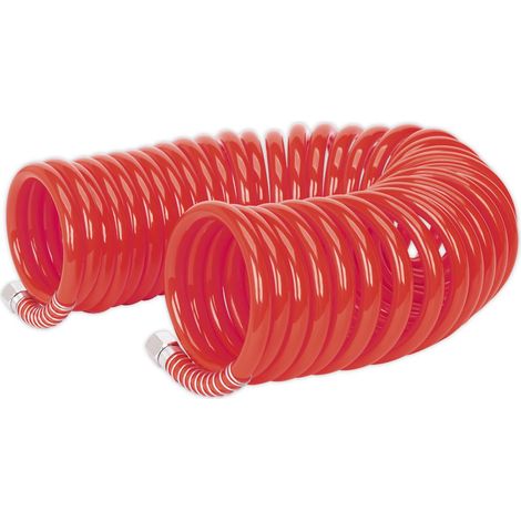 Sealey PU Coiled Air Line Hose 10m x 8mm with 1/4""BSP Unions AH10C/8