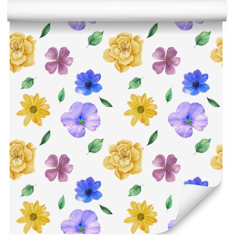 Papier peint fleuri blanc et crème pour salon et chambre 50x1000 cm (1/5)