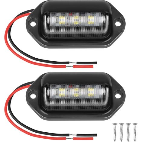 LED Car Number Plate Lights, 2 x 6SMD Waterproof LED Rear Lights, License Plate Light for 12 V/24 V Trucks, Vans, Motorcycles, Caravans, Trailers (1/5)