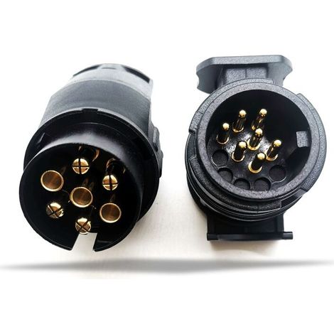 13/7 Nouvelle Version Adapteur Prise Remorque Attelage 13 Broches vers 7 Broches pour Remorque de Voiture en 13 Broches ,2Pcs Noir (1/5)