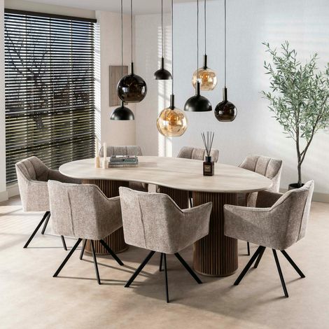 Table design céramique 3D effet travertin 215 cm ASCOLI (1/5)