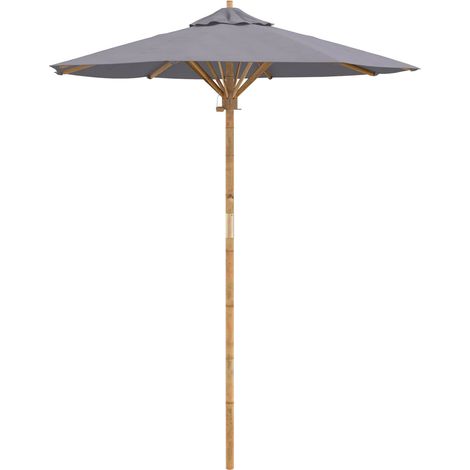 Maison Exclusive - Ombrello da giardino Ø 180 x 230 cm Bambù Rotondo Grigio Scuro (1/5)