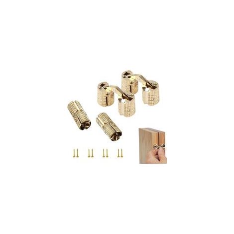 Lot de 4 Charnières Invisibles 8mm en Cuivre – Charnière Cachée à Barillet 180° Pour Boîte à Bijoux/Meuble – Haute Résistance 10kg Antirouille
