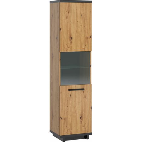 Étagère Morlira 109 , Avec des portes, Fermé, Stratifié, Verre trempé, Le nombre de portes: 1, Nombre de tiroirs: 0, 200x51x40cm, LED: Disponible (1/5)