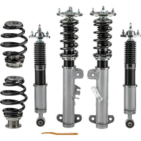 Kit de suspensión coilover, altura regulable, amortiguación ajustable en 24 posiciones, color gris. (1/2)
