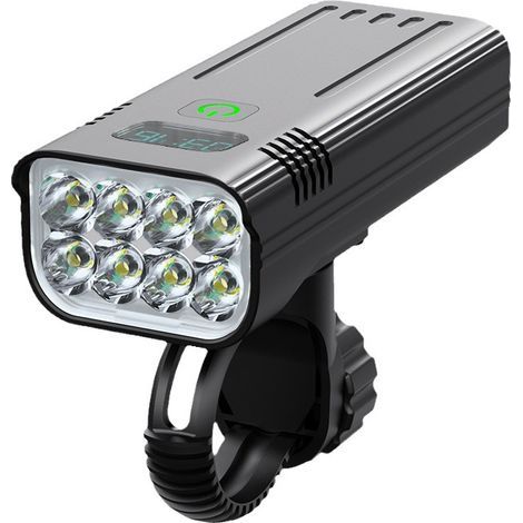Frontmontierte Fahrradlampe, 8 ultrahelle 8000 Lumen LEDs, 5200 mAh USB-aufladbar, Leistungsanzeige und 5 Beleuchtungsmodi, IPX5 [GPA] wasserdicht.