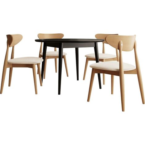 Conjunto de mesas y sillas para comedor Racine 134, Negro, 76x0x0cm, Diámetro: 120, Número de asientos: 4, Estilo: Contemporary (1/5)