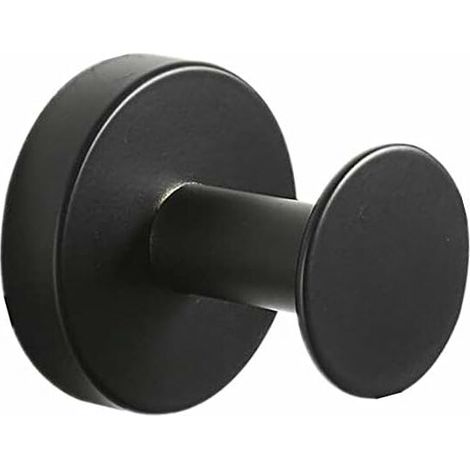 Gancio da parete rotondo solido, gancio per accappatoio in acciaio inossidabile, anello per asciugamano nero per casa o ufficio, FOREHILL (1/5)