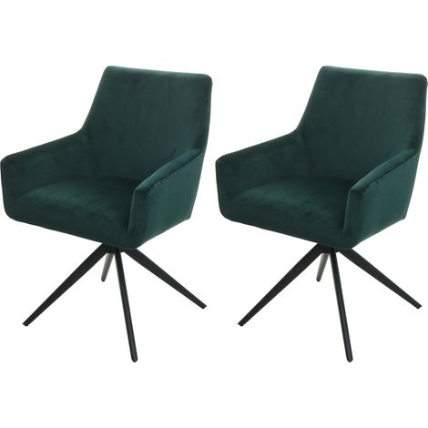 [NON UTILIZZATO] Set 2x sedie poltroncine con seduta girevole HHG-081 tessuto verde