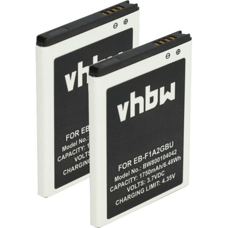 vhbw 2x Akku kompatibel mit Samsung Galaxy EK-GC120, Camera EK-GC100Z, Camera EK-GC110, GT-i9105P Handy Smartphone Telefon (1750 mAh, 3,7 V, Li-Ion) (1/5)