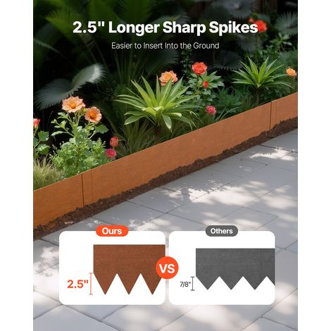 Bordure de Jardin en Acier, Lot de 6, Bordures Paysagères en Métal, Résistant aux Intempéries, 1016 x 152,4 mm, Installation Simple… (1/5)
