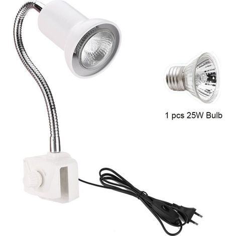 Lampe Reptile Chauffante avec Pince, avec 1 UVA+UVB Ampoules à Spectre Complet de E27 Culot 25W, Pince Pivotante à 360°Lampe Aquarium for Amphibiens, Tortue, Lézard, Caméléon (1/5)