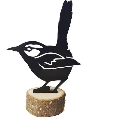 Décoration en métal PurewH : silhouette de mésange à tête noire, silhouette d'oiseau en acier pour jardin, extérieur, terrasse, maison, clôture, ferme, intérieur, oiseau en acier A (1/3)
