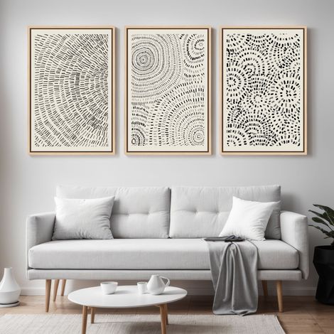Black and White Abstract Print Set 41x61cm– wood frame