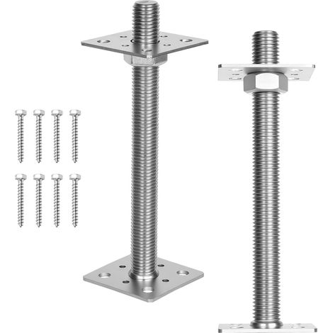 Wolketon Pfostenträger höhenverstellbar 30–250 mm – Individuell anpassbare Höhe für Zaun, Pergola und Terrassenbau Silber 2PCS